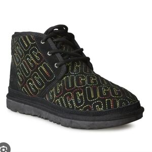 Ugg Kids Black and Red Logo Boots